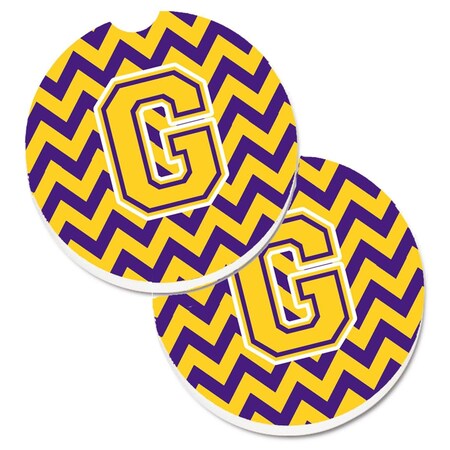 Carolines Treasures Letter G Chevron Purple and Gold  Cup Holder Car Coaster, PK2 CJ1041-GCARC